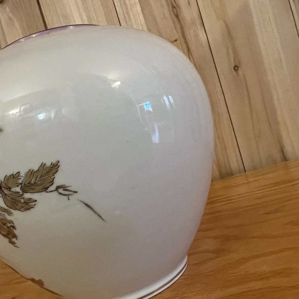 Hutschenreuther Germany Porcelain Vase Gold Floral Round Vintage Stained Rim 6